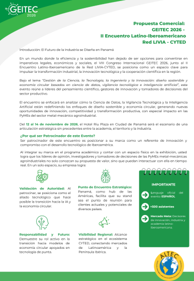 _KIT COMERCIAL - GEITEC 2026 VF - II ENCUENTRO LATINO - IBEROAMERICANO DE LA RED LIVIA - CYTED 2026